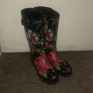 Floral rain boots
